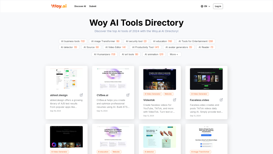 Woy AI Directory: List of the Best & Latest AI Tools 