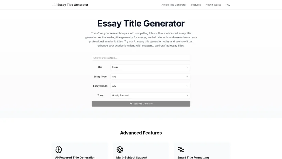 Essay Title Generator: Revolutionize Your Academic Writing with AI-Powered Titles